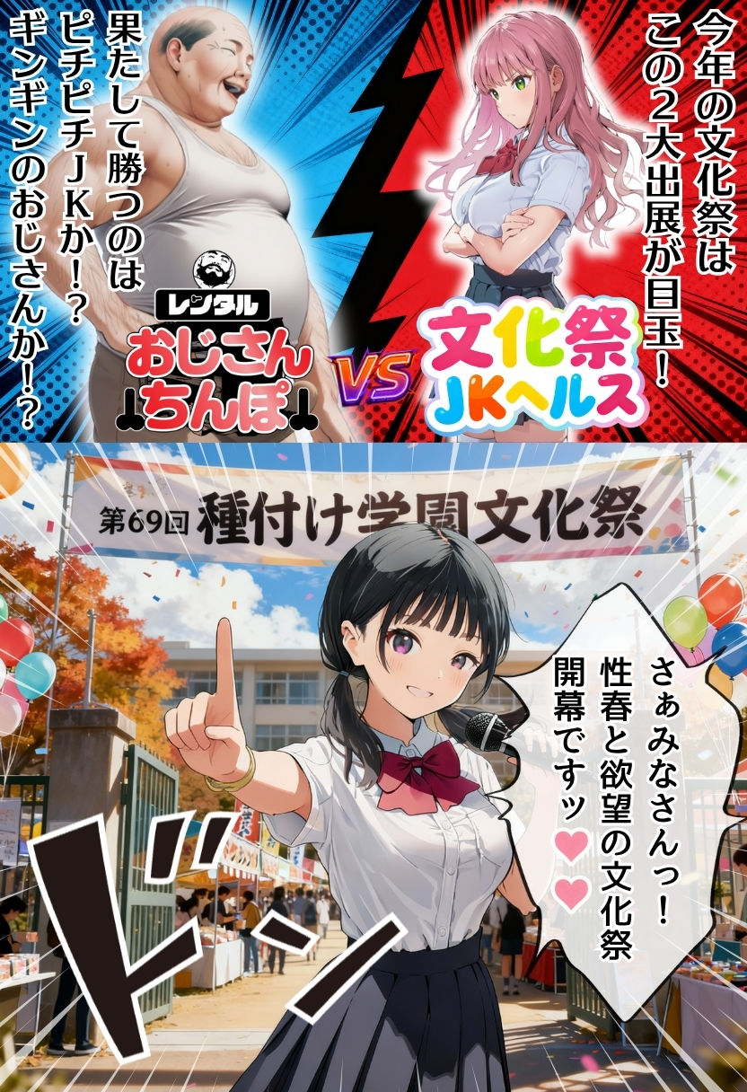【大乱交】文化祭JKヘルス VS レンタルおじさんちんぽ 画像1